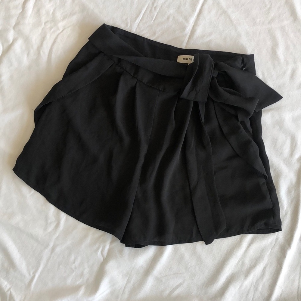 Black Front-Tie Shorts